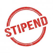 red letters that spell "stipend" with a red circle