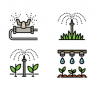 line drawing of four ways to irrigate crops